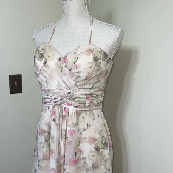 chiffon pastel bridesmaid dresses Ever-Pretty High-Waisted Chiffon High Slit Budget Bridesmaid Dress with V-Neck and Elegant Ruffles main image 0